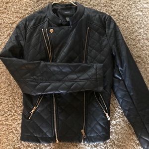Faux leather motorcycle jacket. Super cool.